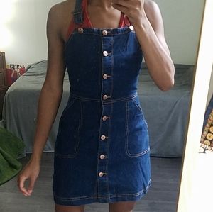 Dark denim button up dress